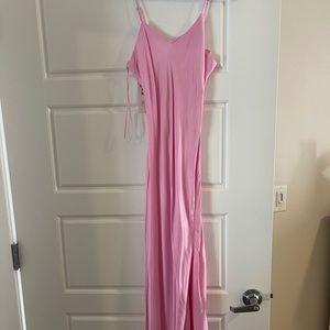 Never worn ZARA midi pink satin dress